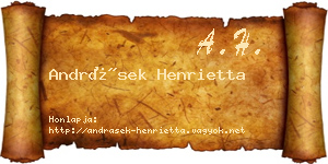 Andrásek Henrietta névjegykártya